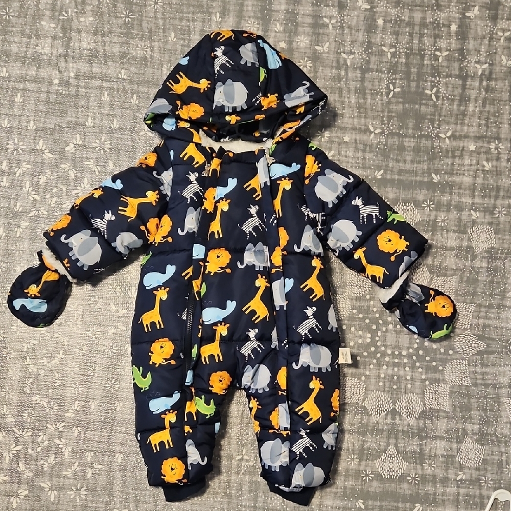 Navy Animal Safari Baby Snowsuit